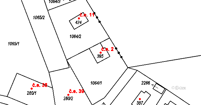 Polesí 2, Rynoltice na parcele st. 395 v KÚ Polesí u Rynoltic, Katastrální mapa
