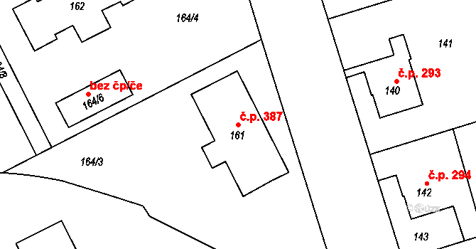 Josefov 387, Jaroměř na parcele st. 161 v KÚ Josefov u Jaroměře, Katastrální mapa