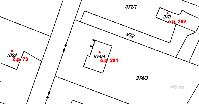 Dolní Marklovice 281, Petrovice u Karviné na parcele st. 974/4 v KÚ Dolní Marklovice, Katastrální mapa