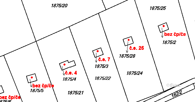 Libušín 7 na parcele st. 1875/3 v KÚ Libušín, Katastrální mapa