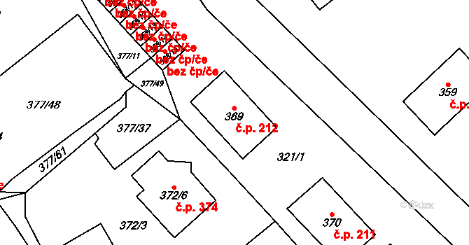 Březová 212 na parcele st. 369 v KÚ Březová u Sokolova, Katastrální mapa