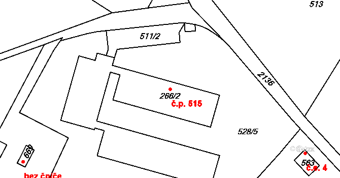 Dolní Podluží 515 na parcele st. 266/2 v KÚ Dolní Podluží, Katastrální mapa