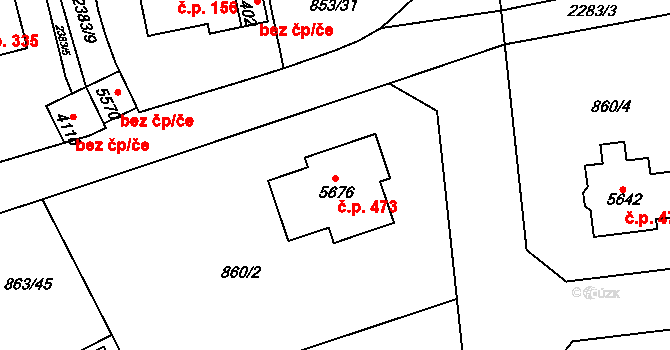 Kryblice 473, Trutnov na parcele st. 5676 v KÚ Trutnov, Katastrální mapa
