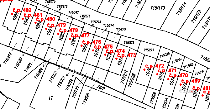 Výškovice 474, Ostrava na parcele st. 1078 v KÚ Výškovice u Ostravy, Katastrální mapa