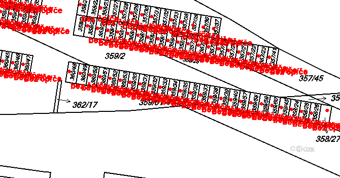 Rousínov 136 na parcele st. 359/34 v KÚ Rousínov u Vyškova, Katastrální mapa