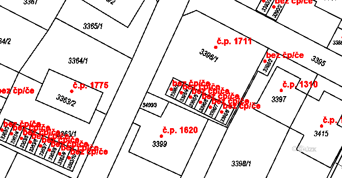 Litoměřice 41095499 na parcele st. 3396/3 v KÚ Litoměřice, Katastrální mapa