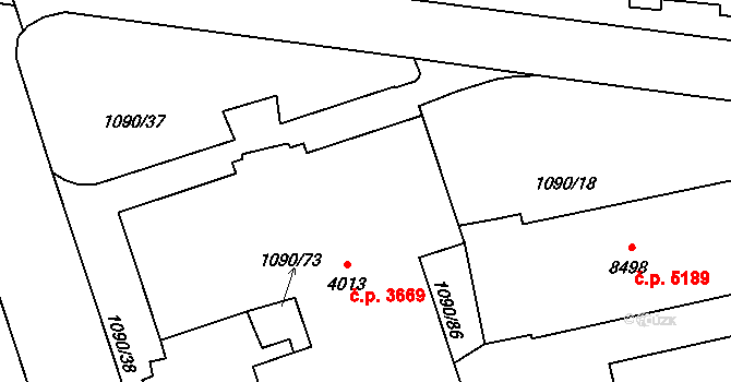 Zlín 3669 na parcele st. 4013 v KÚ Zlín, Katastrální mapa