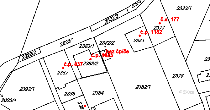Praha 42293499 na parcele st. 2382/2 v KÚ Hloubětín, Katastrální mapa