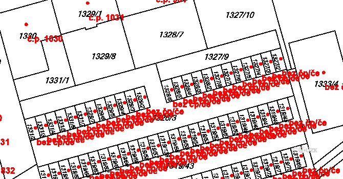 Benešov 42455499 na parcele st. 1328/6 v KÚ Benešov u Prahy, Katastrální mapa