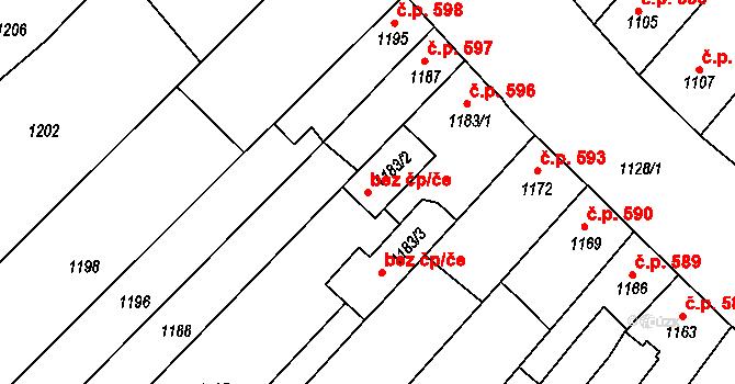 Brno 42542499 na parcele st. 1183/2 v KÚ Komín, Katastrální mapa