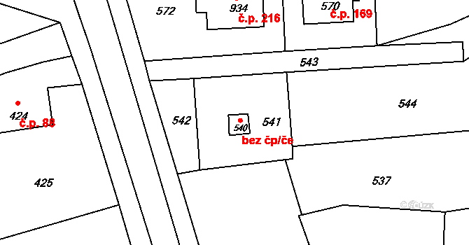 Stěbořice 43809499 na parcele st. 540 v KÚ Stěbořice, Katastrální mapa