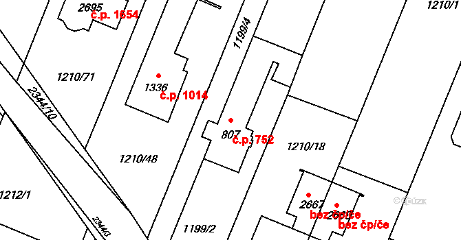 Kateřinky 752, Opava na parcele st. 807 v KÚ Kateřinky u Opavy, Katastrální mapa