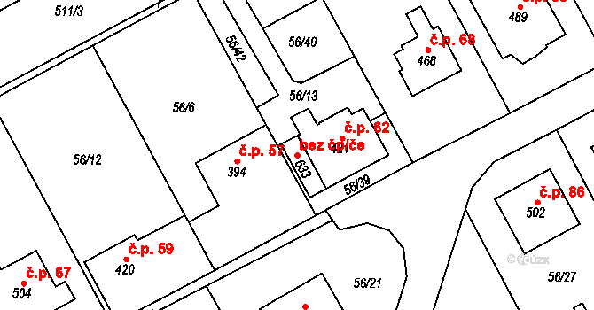 Dolní Studénky 44897499 na parcele st. 633 v KÚ Dolní Studénky, Katastrální mapa