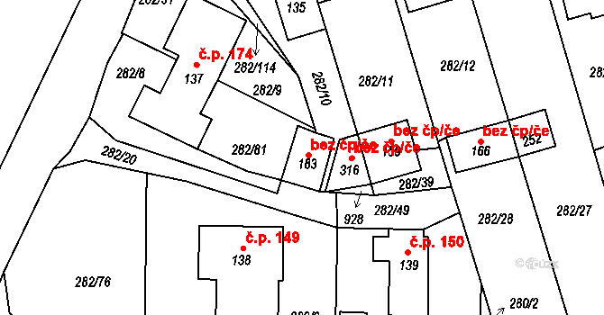 Bechlín 47611499 na parcele st. 183 v KÚ Předonín, Katastrální mapa