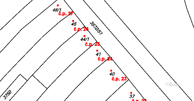 Ostrožské Předměstí 24, Uherský Ostroh na parcele st. 41 v KÚ Ostrožské Předměstí, Katastrální mapa