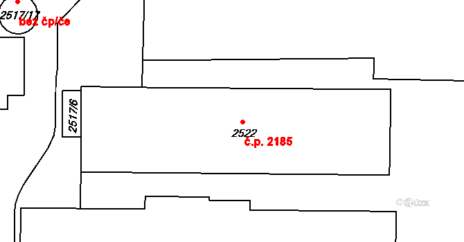 Tachov 2185 na parcele st. 2522 v KÚ Tachov, Katastrální mapa