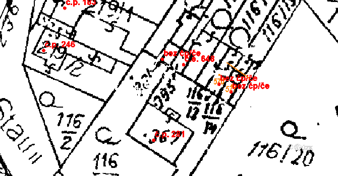 Habrovany 648 na parcele st. 395 v KÚ Habrovany, Katastrální mapa