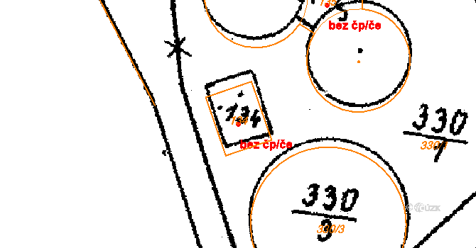 Žinkovy 54322499 na parcele st. 134 v KÚ Kokořov, Katastrální mapa
