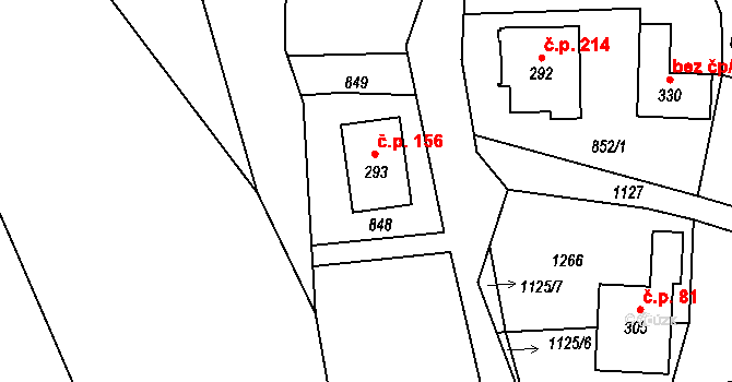 Bohdíkov 156 na parcele st. 293 v KÚ Dolní Bohdíkov, Katastrální mapa