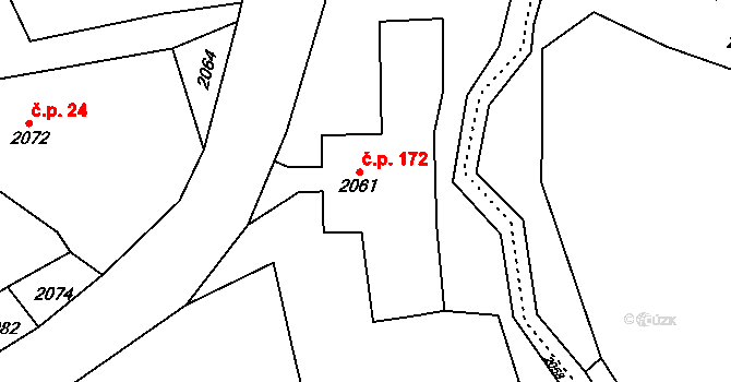 Rohle 172 na parcele st. 2061 v KÚ Rohle, Katastrální mapa