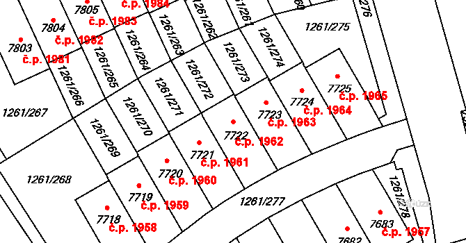 Beroun-Město 1962, Beroun na parcele st. 7722 v KÚ Beroun, Katastrální mapa