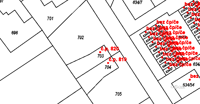 Rychnov nad Kněžnou 820 na parcele st. 703 v KÚ Rychnov nad Kněžnou, Katastrální mapa