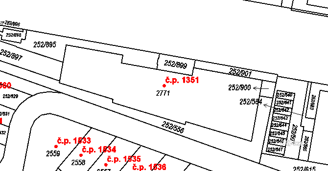 Rosice 1351 na parcele st. 2771 v KÚ Rosice u Brna, Katastrální mapa