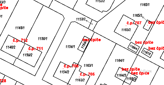Bystřice nad Pernštejnem 105853500 na parcele st. 1154/4 v KÚ Bystřice nad Pernštejnem, Katastrální mapa