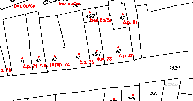 Moravský Krumlov 78 na parcele st. 45/1 v KÚ Moravský Krumlov, Katastrální mapa