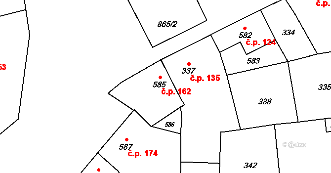 Troubky 162 na parcele st. 585 v KÚ Troubky nad Bečvou, Katastrální mapa