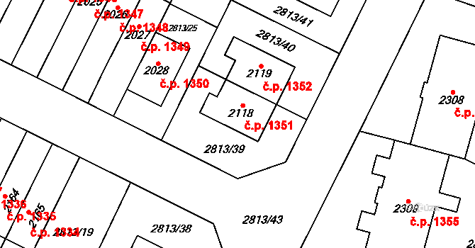 Kojetín I-Město 1351, Kojetín na parcele st. 2118 v KÚ Kojetín, Katastrální mapa