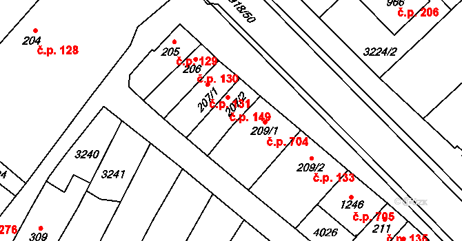 Tovačov I-Město 149, Tovačov na parcele st. 207/2 v KÚ Tovačov, Katastrální mapa