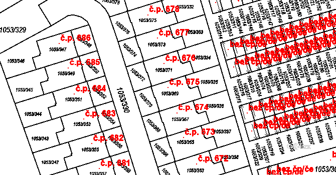 Liberec XI-Růžodol I 675, Liberec na parcele st. 1053/369 v KÚ Růžodol I, Katastrální mapa