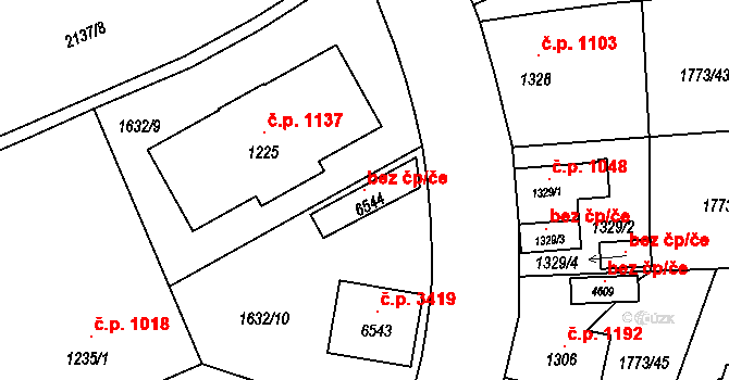 Šumperk 118987500 na parcele st. 6544 v KÚ Šumperk, Katastrální mapa