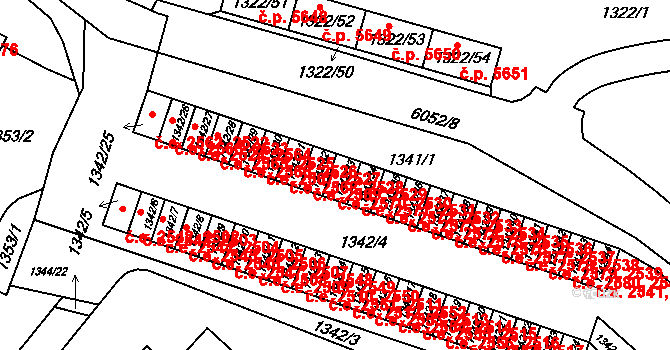 Jihlava 2530,2570 na parcele st. 1342/33 v KÚ Jihlava, Katastrální mapa