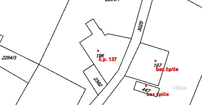 Heřmanice v Podještědí 137, Jablonné v Podještědí na parcele st. 196 v KÚ Heřmanice v Podještědí, Katastrální mapa