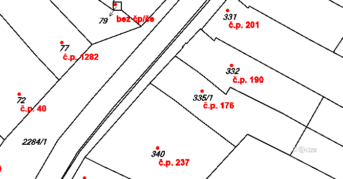 Svatobořice 176, Svatobořice-Mistřín na parcele st. 335/1 v KÚ Svatobořice, Katastrální mapa