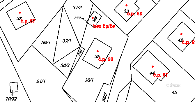 Karlova Studánka 56 na parcele st. 35 v KÚ Karlova Studánka, Katastrální mapa