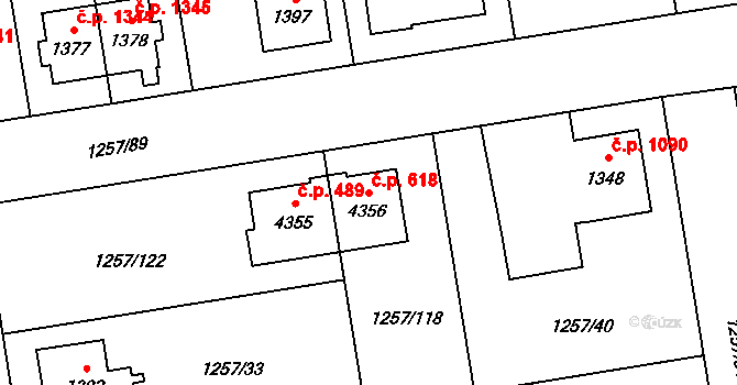 Šumperk 618 na parcele st. 4356 v KÚ Šumperk, Katastrální mapa