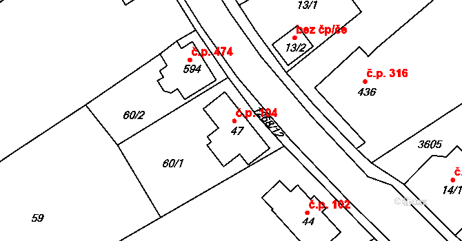 Hejnice 104 na parcele st. 47 v KÚ Hejnice, Katastrální mapa