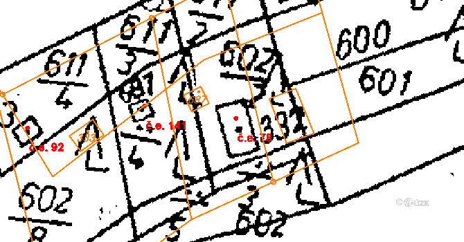 Vráž 78 na parcele st. 332 v KÚ Vráž u Berouna, Katastrální mapa