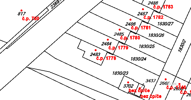 Hořice 1778 na parcele st. 2483 v KÚ Hořice v Podkrkonoší, Katastrální mapa