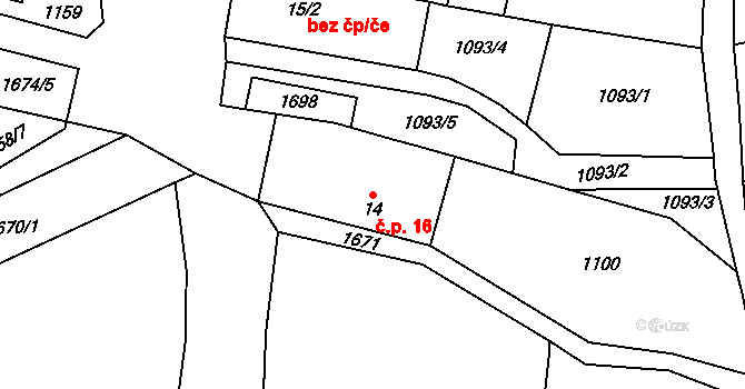 Keblany 16, Slavče na parcele st. 14 v KÚ Keblany, Katastrální mapa