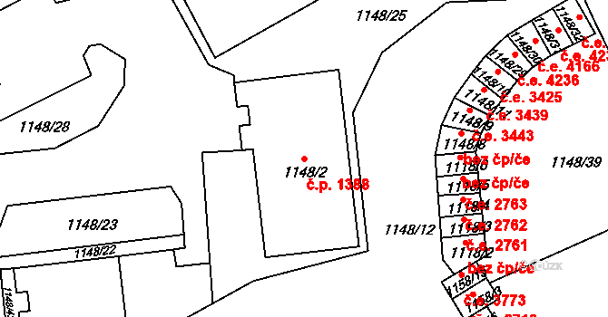 Střekov 1388, Ústí nad Labem na parcele st. 1148/2 v KÚ Střekov, Katastrální mapa