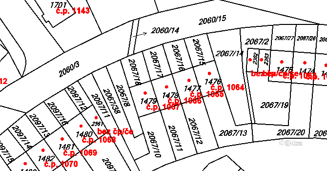 Bělá pod Bezdězem 1066 na parcele st. 1478 v KÚ Bělá pod Bezdězem, Katastrální mapa