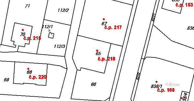 Děčín XXXII-Boletice nad Labem 218, Děčín na parcele st. 65 v KÚ Boletice nad Labem, Katastrální mapa