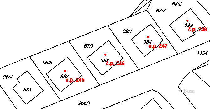 Hořepník 246 na parcele st. 383 v KÚ Hořepník, Katastrální mapa