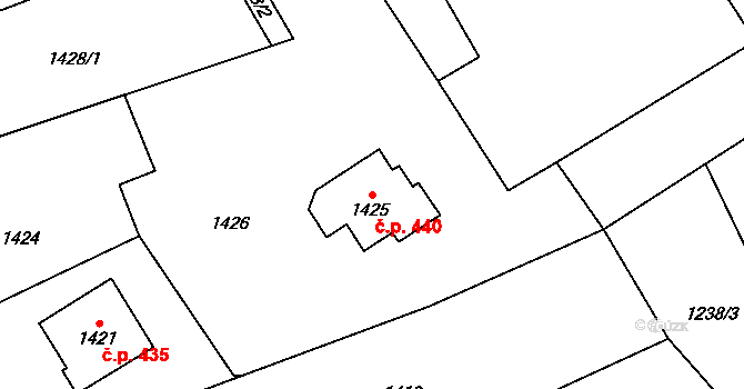 Jablunkov 440 na parcele st. 1425 v KÚ Jablunkov, Katastrální mapa