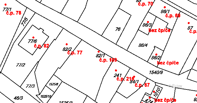 Údlice 189 na parcele st. 82/1 v KÚ Údlice, Katastrální mapa