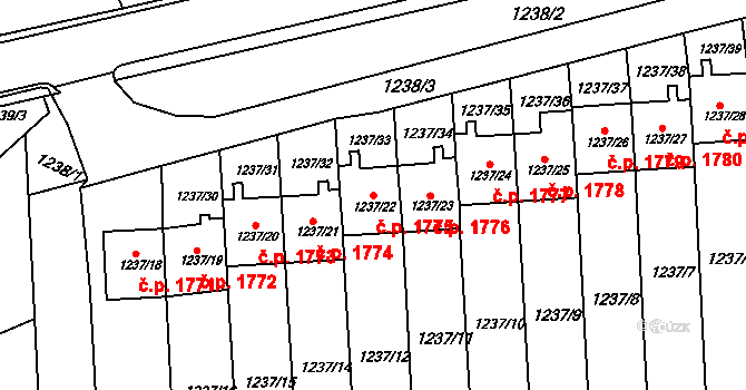 Turnov 1775 na parcele st. 1237/22 v KÚ Turnov, Katastrální mapa